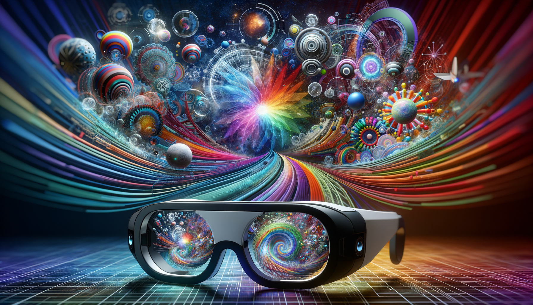 Eye-catching visual of augmented reality, smart glasses, Alexa Fund
and  Metaverse vibes