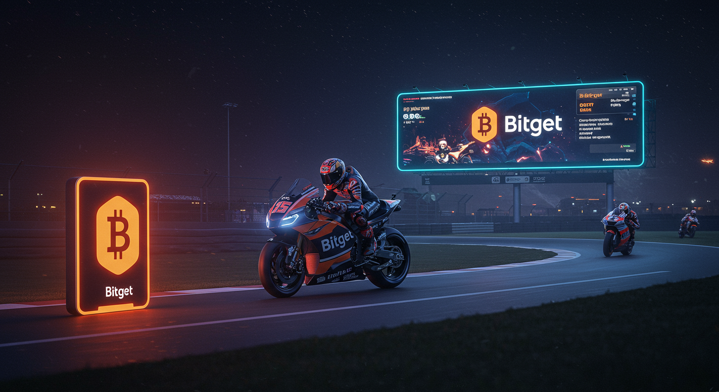 Eye-catching visual of Bitget, MotoGP, cryptocurrency and Metaverse vibes