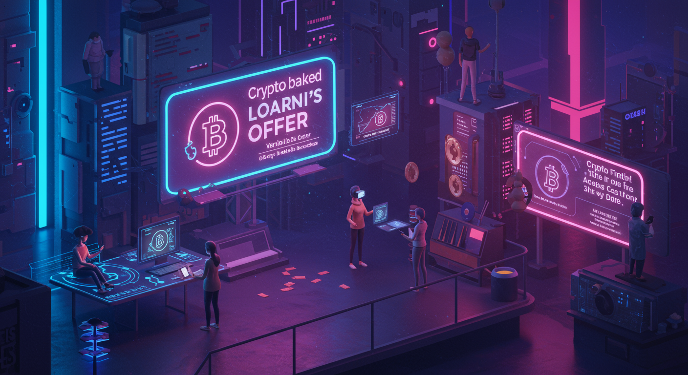 Eye-catching visual of crypto-backed loans, non-custodial lending, gasless crypto
and  Metaverse vibes