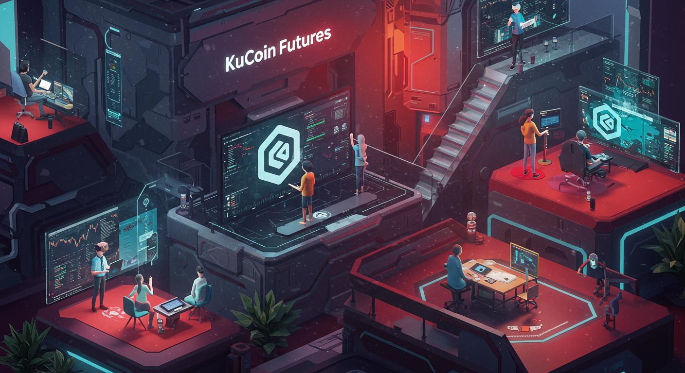 Eye-catching visual of KuCoin Futures, affiliate engagement, Web3 ecosystem
and  Metaverse vibes