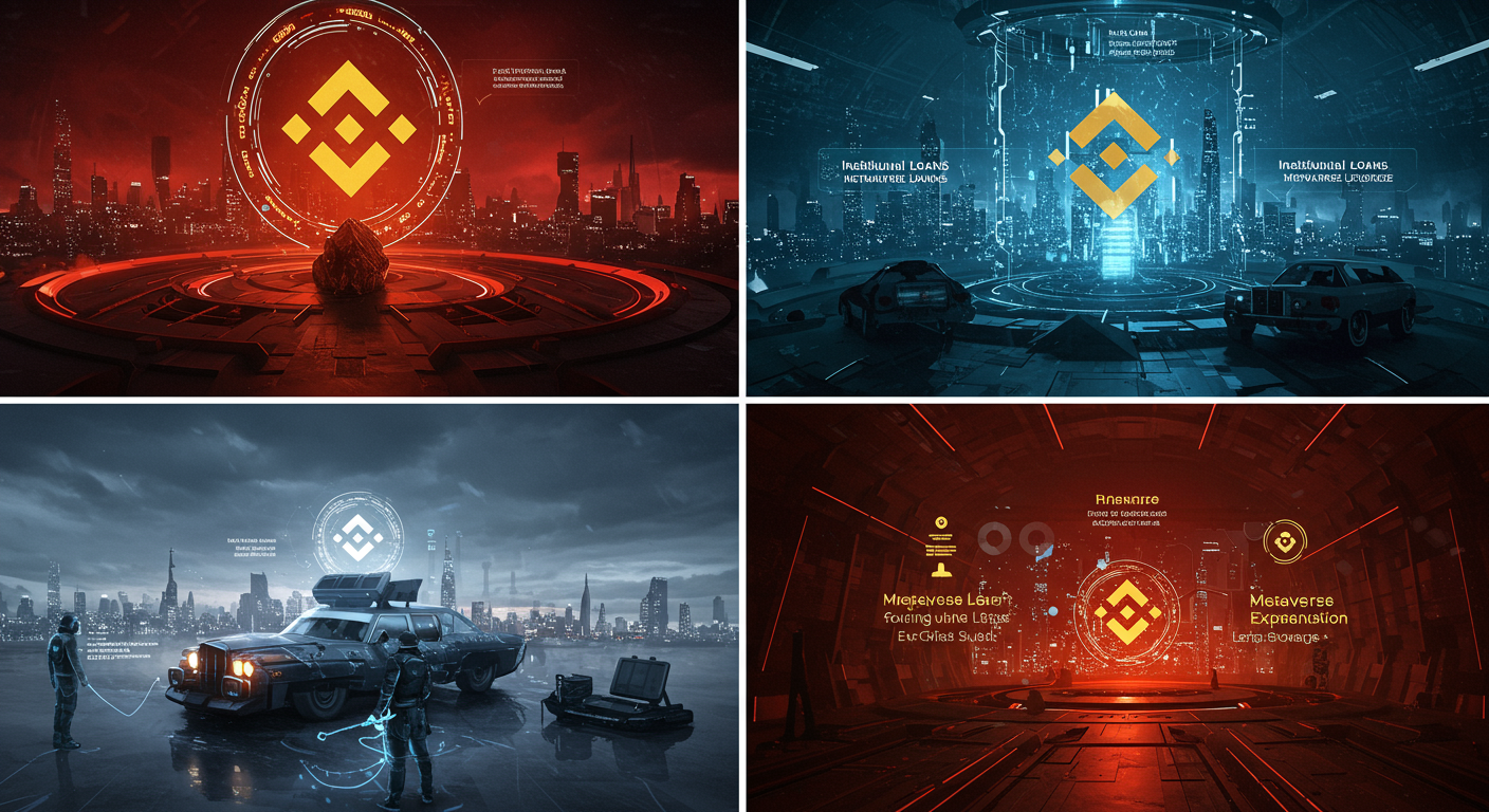 Eye-catching visual of Binance, Institutional Loans, Leverage
and  Metaverse vibes