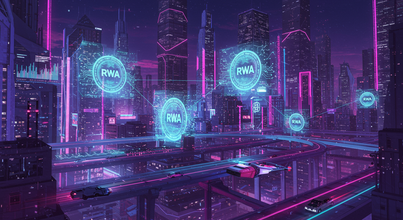 Eye-catching visual of RWA, ERC-3643, Tokenized Assets
and  Metaverse vibes