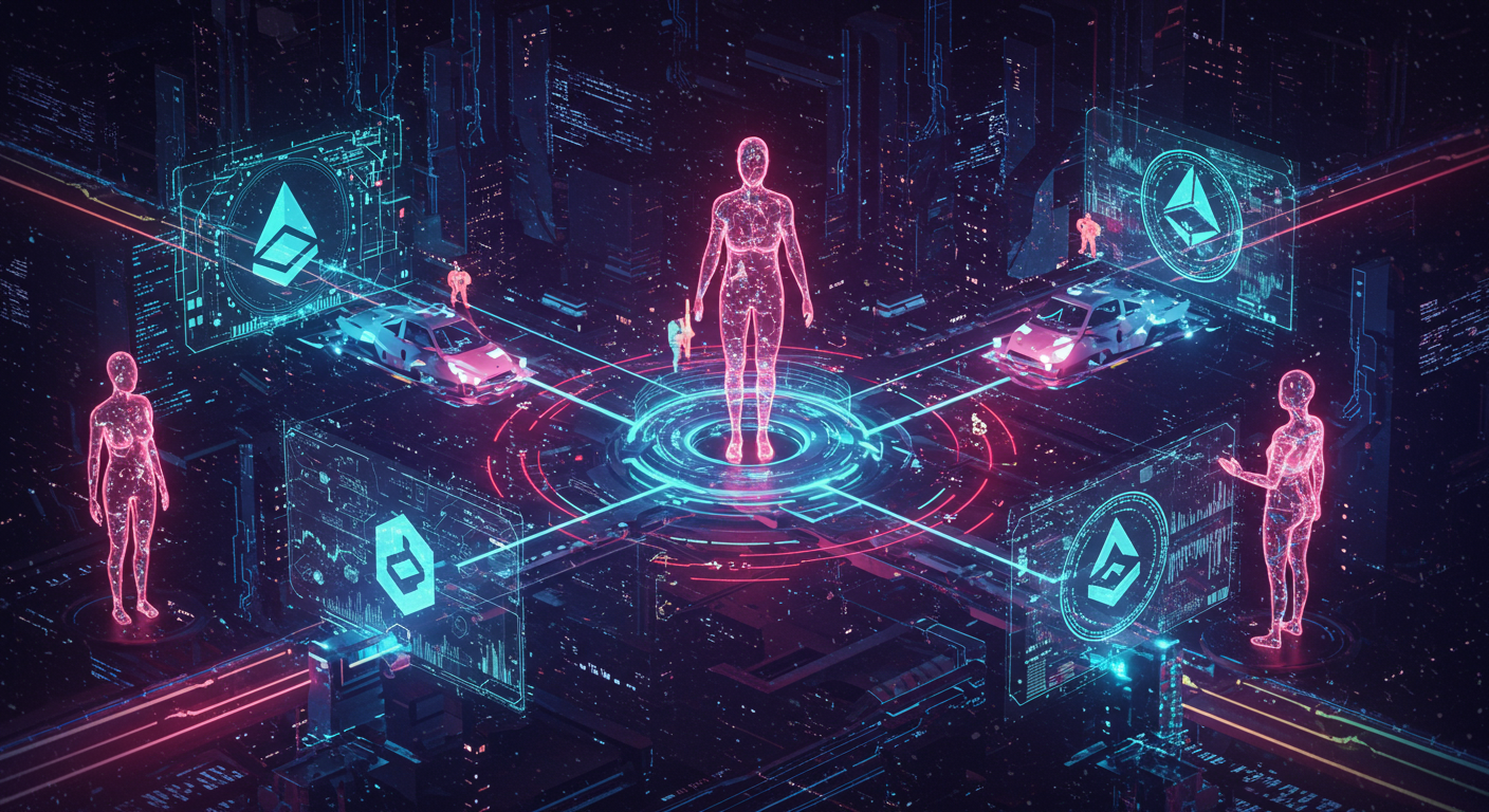 Eye-catching visual of crypto alliances, digital assets, interoperable
and  Metaverse vibes