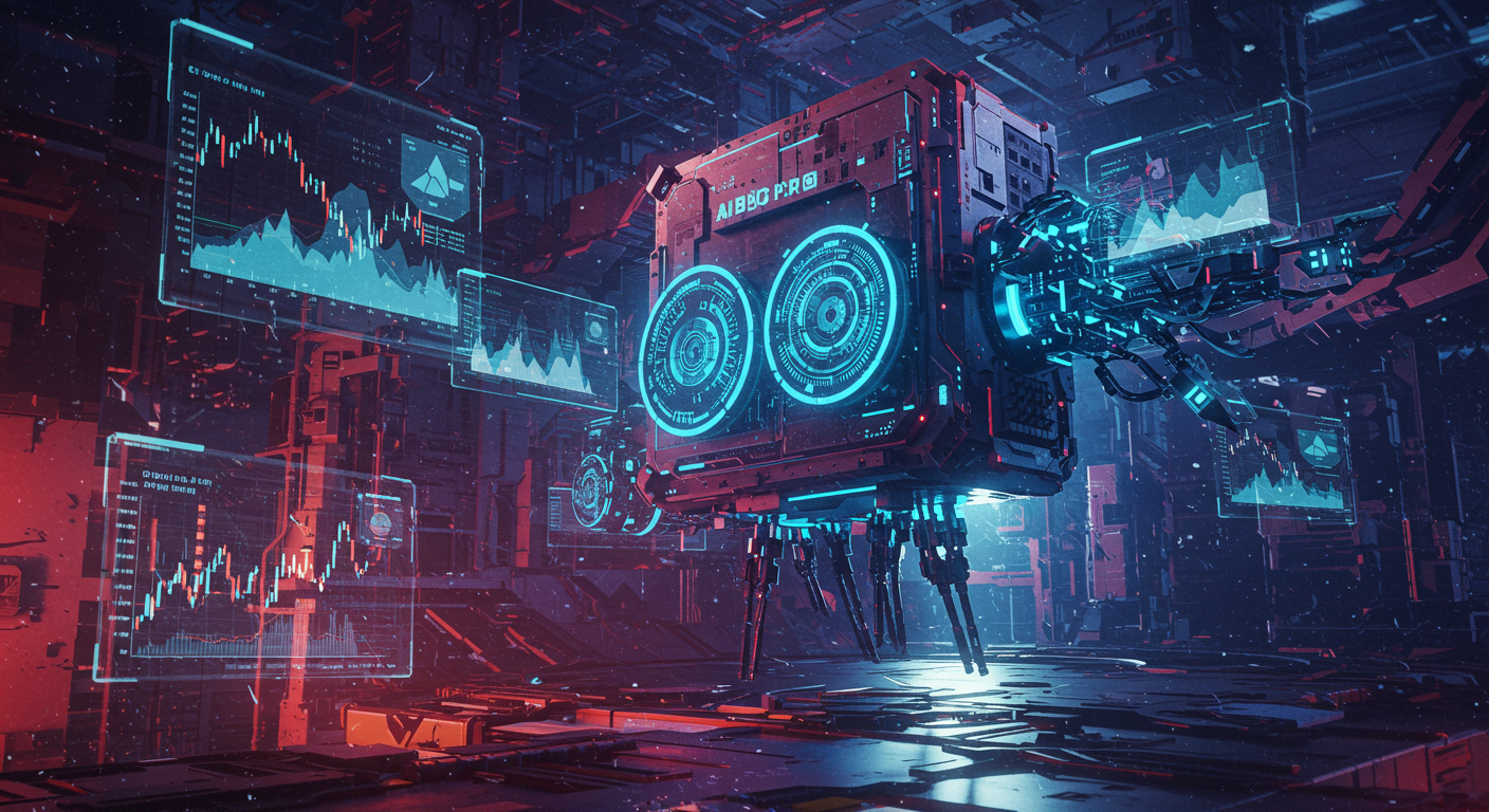 Eye-catching visual of AI Bot Pro, AI-powered trading, crypto markets
and  Metaverse vibes