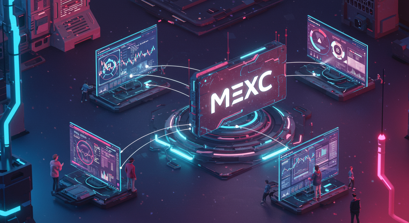Eye-catching visual of MEXC, spot market share, crypto exchanges
and  Metaverse vibes