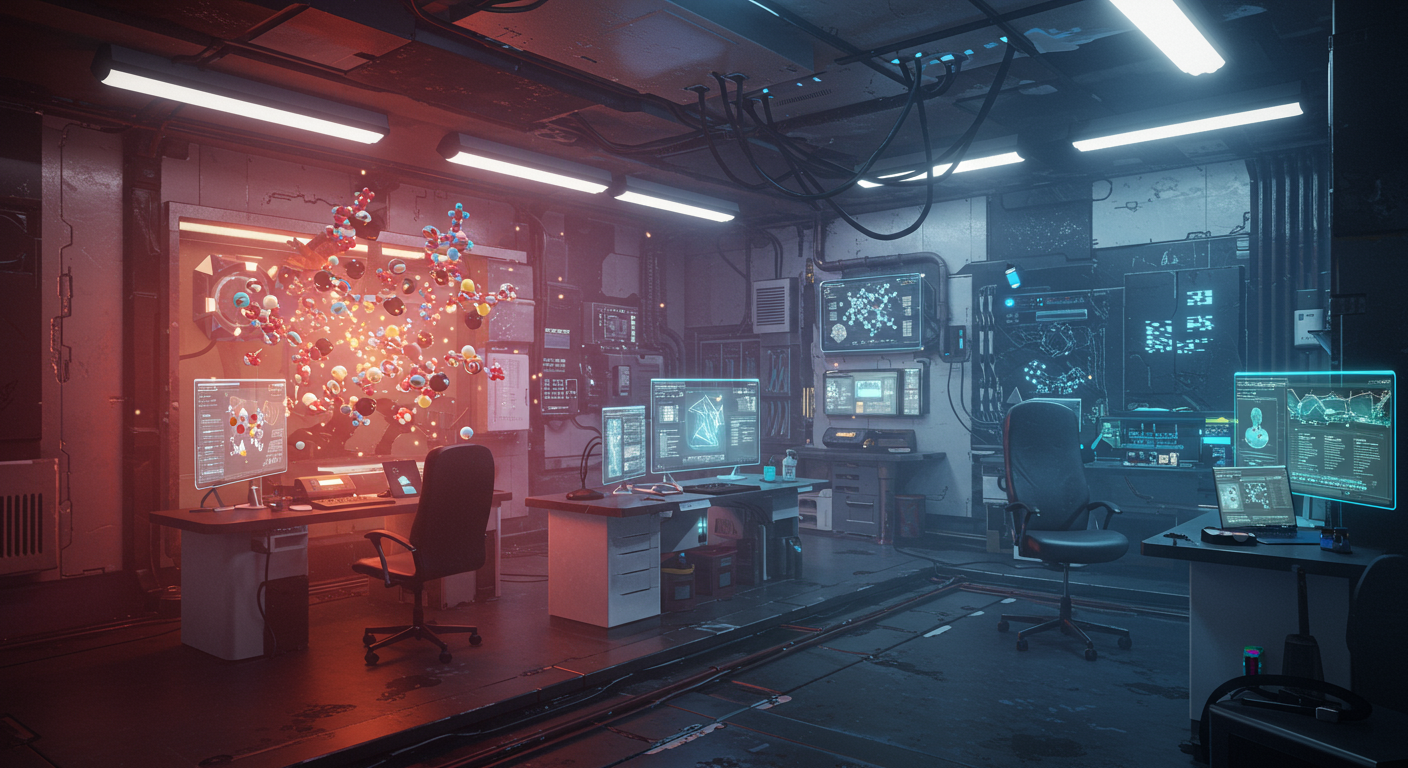 Eye-catching visual of FLock.io, AIGEN Sciences, drug discovery
and  Metaverse vibes