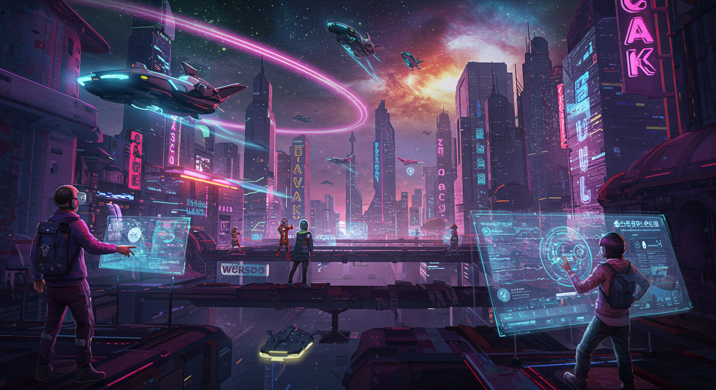 Eye-catching visual of WeWake, blockchain, SpacePay
and  Metaverse vibes
