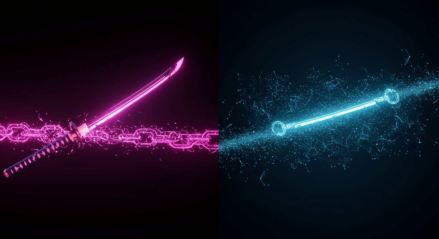 Katana, Chainlink, DeFi
technology and  Metaverse illustration