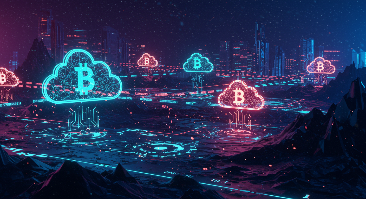 Cloud mining, Cryptocurrency, Daily income
technology and  Metaverse illustration
