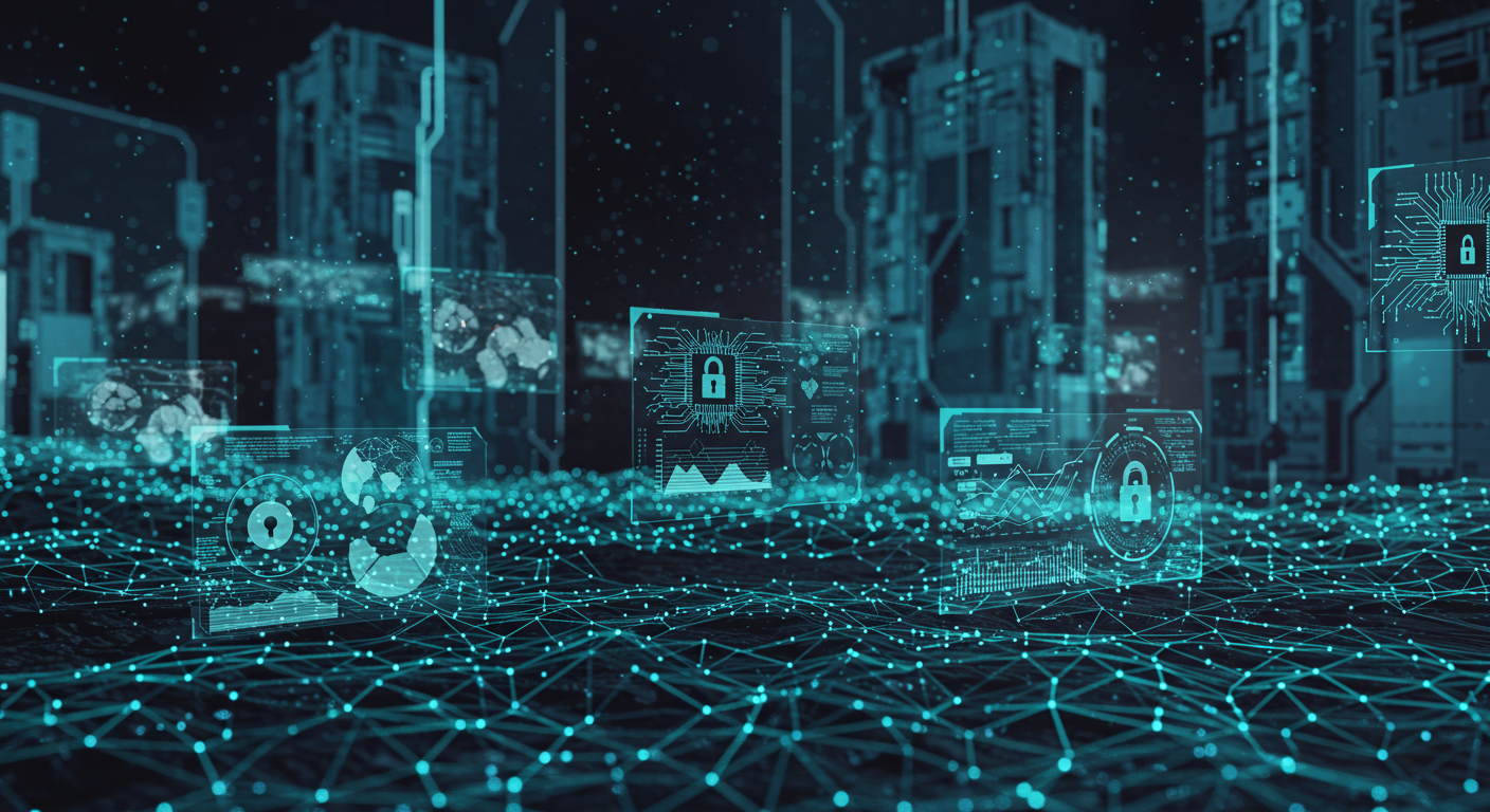 XR, security, enterprise
technology and  Metaverse illustration