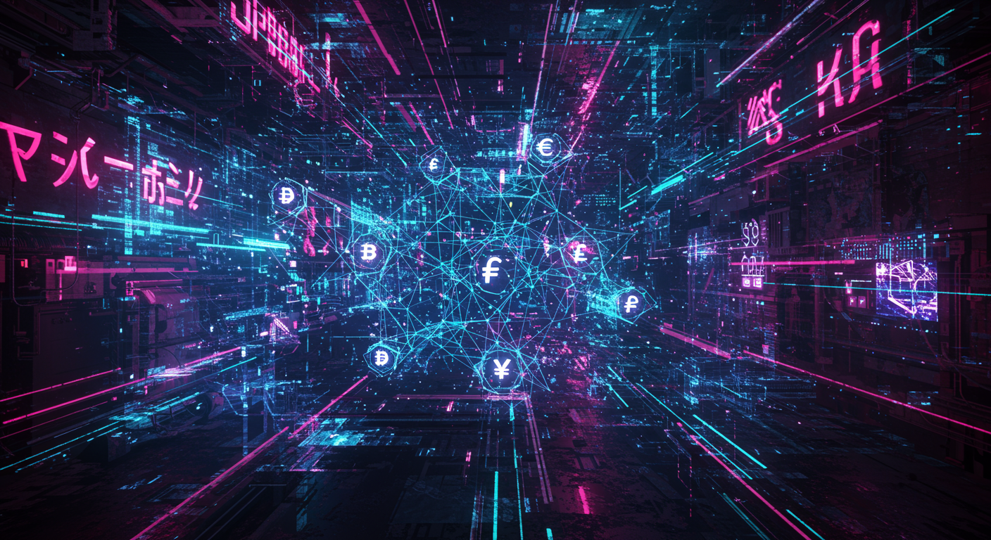 AI, blockchain, DeFi
technology and  Metaverse illustration