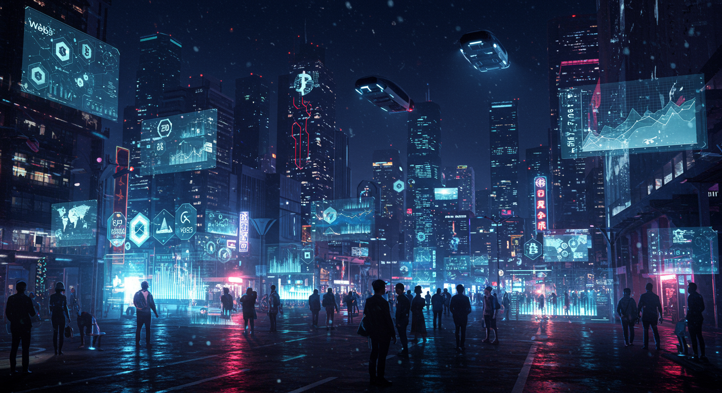 Future potential of Web3, crypto infrastructure, innovation
 represented visually
