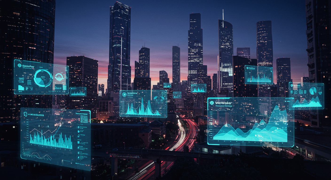 Future potential of WeWake, blockchain, SpacePay
 represented visually