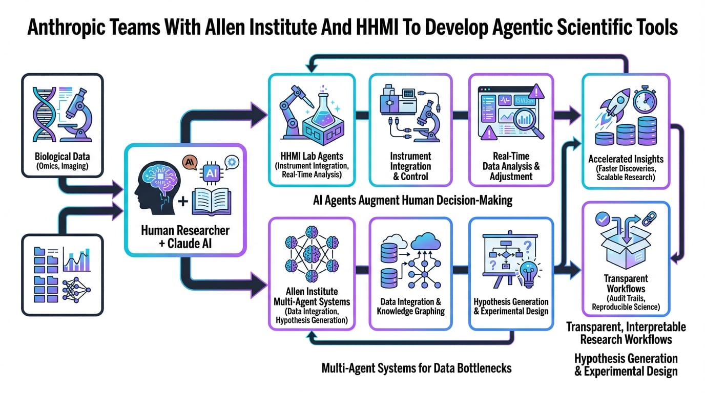 Diagram explaining AI agent ecosystems in scientific research